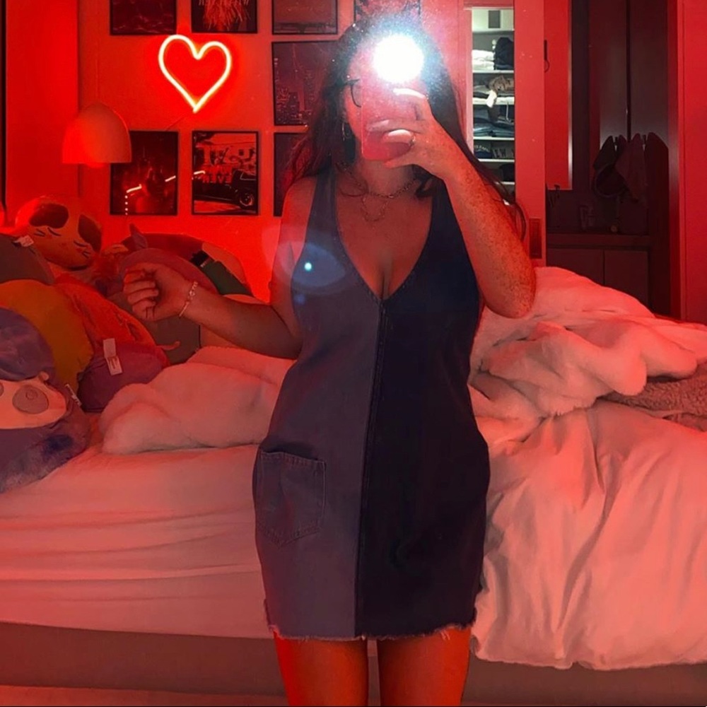 Half and half denim dress